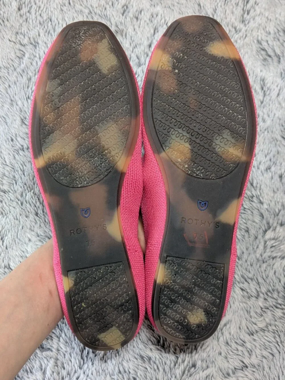 Rothy's Pink Mary Jane Square Flats Strap Size 7.5 dragonfruit